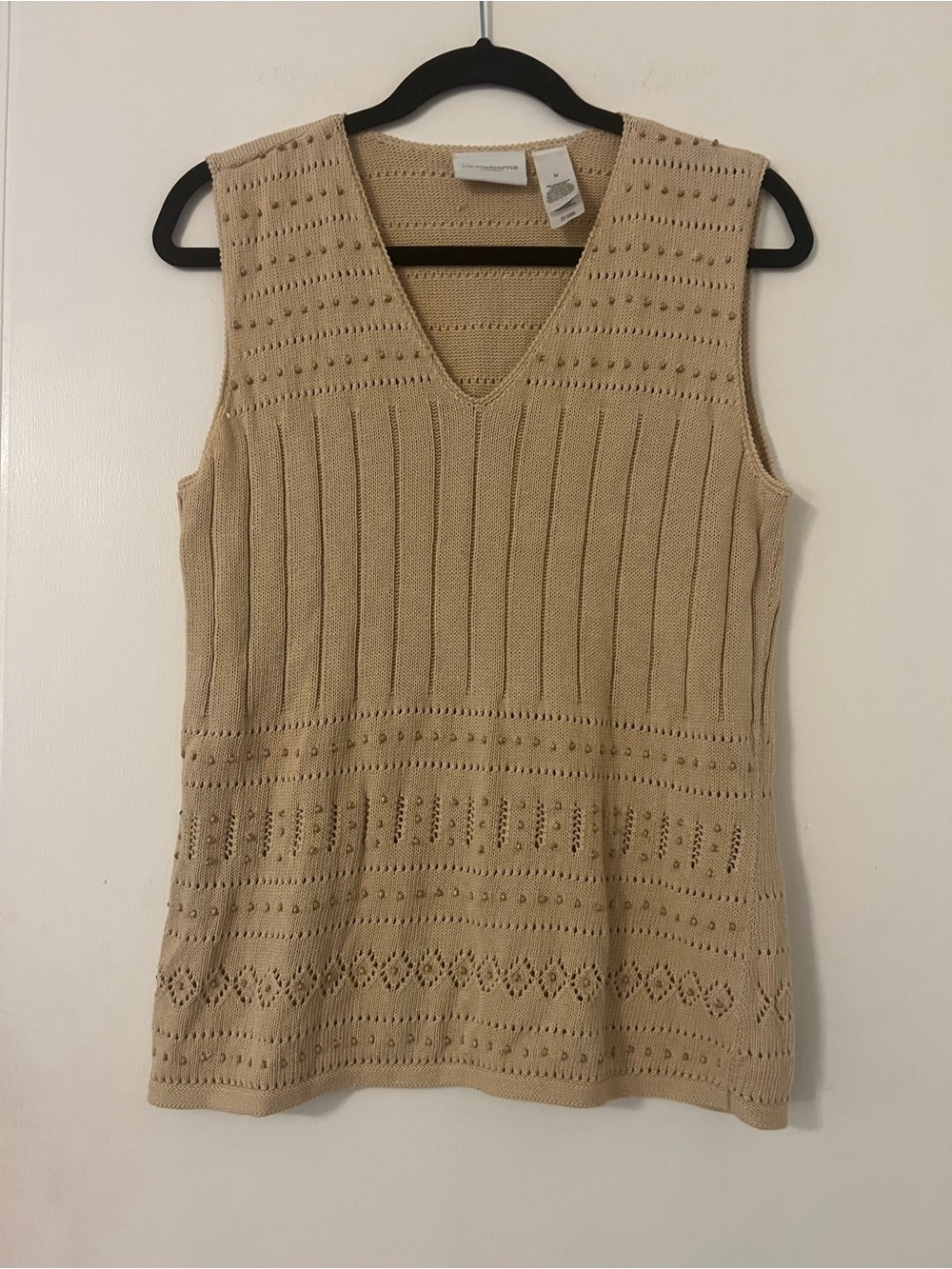 Liz Claiborne Neutral Knit V-Neck Sleeveless Vest size M (Z126)
